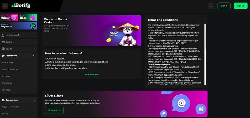 Bonus di benvenuto Betify: quanto vale davvero